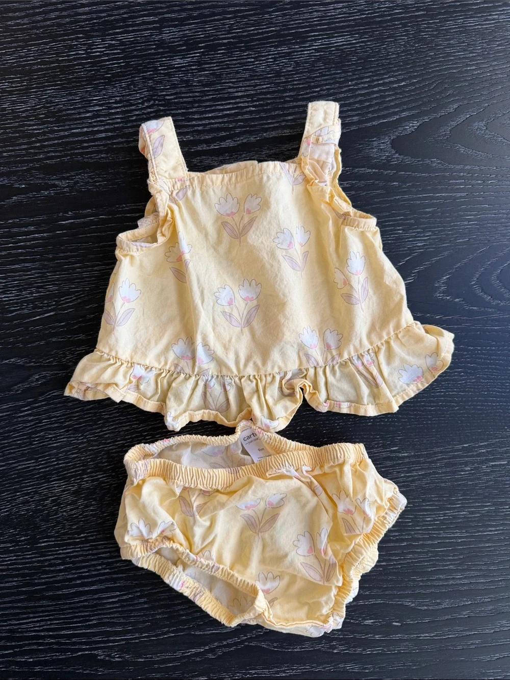 Carter's Yellow Floral Ruffle Tank Top & Bloomers Set